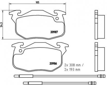 Тормозные колодки, дисковый тормоз (набор) BREMBO P61044 (фото 1)