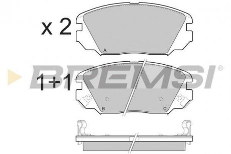 Тормозные колодки перед. Hyundai Tucson 04-10 (mando) (131,5x60,2x17,5) BREMSI BP3401 (фото 1)