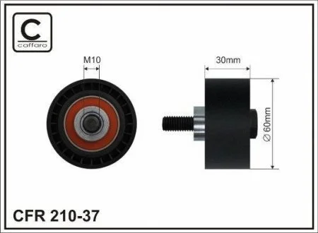 60x10x30 Ролик обвідний паска ГРМ Citroen C4, C5, C8, Evasion, Jumpy, Xsara Peugeot 206, 307, 406, Expert 1.8/2.0/2.2 01.99- CAFFARO 210-37