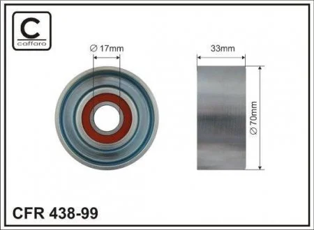 70x17x33 Ролик натяжний полікл. паска Honda AccordVII 2.2 i-CTDI/2.2 i-DTEC 04- CAFFARO 438-99