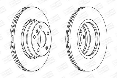 Диск тормозной передний (кратно 2шт.) BMW 5 (E39) (95-03), 5 (E60) (01-10) CHAMPION 562320CH