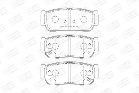KIA Тормозные колодки задн.Sorento 02-,SsangYong Rexton,Kyron,Rodius 05- CHAMPION 573676CH