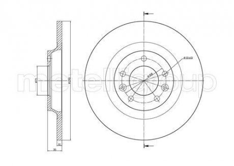 Диск гальмівний PEUGEOT 407 04- TY? CIFAM 800795C (фото 1)