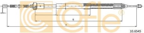 Трос ручного тормоза зад. Л RENAULT TWINGO II 1.2/1.5D 03.07- COFLE 10.6545 (фото 1)