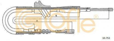 Трос ручних гальм лівий (барабанний) Audi 80 1.6-1.9 86-91 COFLE 10.753 (фото 1)