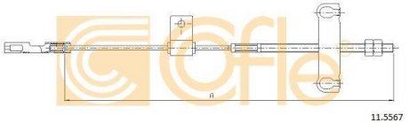 Трос ручного тормоза средний Transit V184 2.0 TDCI 00- FWD (1531) (длин.база) COFLE 11.5567 (фото 1)