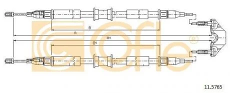 Трос ручного гальма зад. Opel Combo 1.4-1.7 CDTI 16V 10.01- COFLE 11.5765