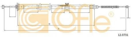 Трос ручного тормоза зад. NEMO/BIPPER 07- (бенз.) Л. (1662/1407) COFLE 12.0731 (фото 1)