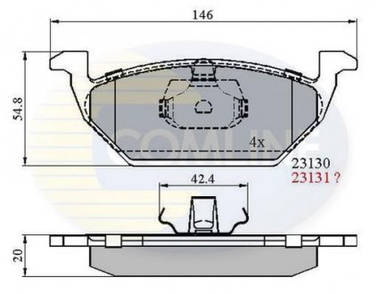 Комплект гальмівних колодок, дискове гальмо COMLINE CBP0737 (фото 1)