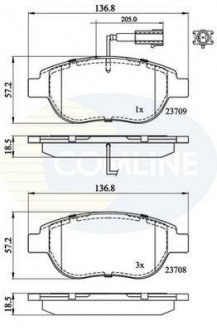 Комплект тормозных колодок, дисковый тормоз COMLINE CBP11038