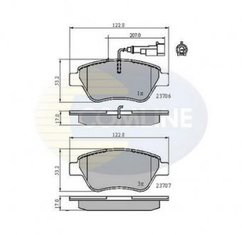 Комплект тормозных колодок, дисковый тормоз COMLINE CBP11702