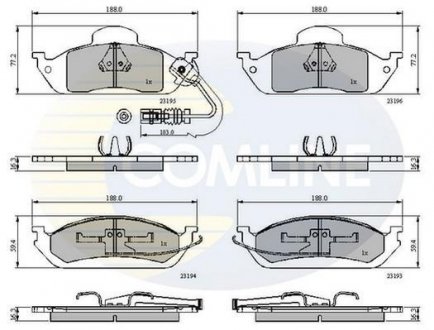 Комплект тормозных колодок, дисковый тормоз COMLINE CBP1911 (фото 1)