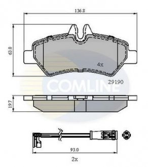 Комплект гальмівних колодок, дискове гальмо COMLINE CBP21556