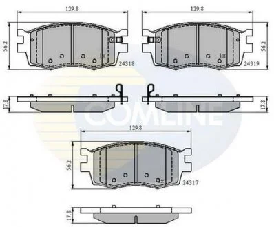 Комплект гальмівних колодок, дискове гальмо COMLINE CBP31519