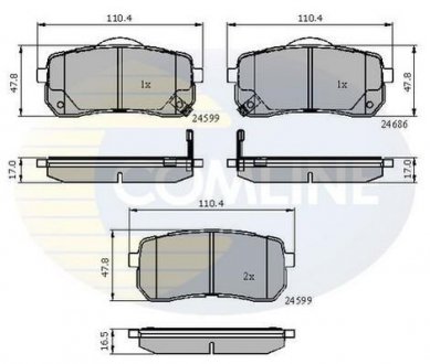 Гальмівні колодки, дискове гальмо (набір) COMLINE CBP31675