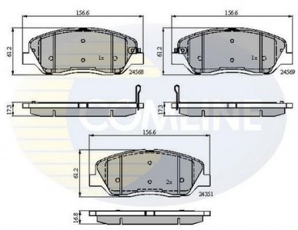 Комплект гальмівних колодок, дискове гальмо COMLINE CBP31676