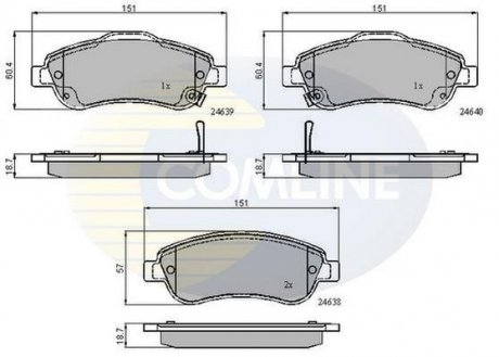 Комплект гальмівних колодок, дискове гальмо COMLINE CBP31705