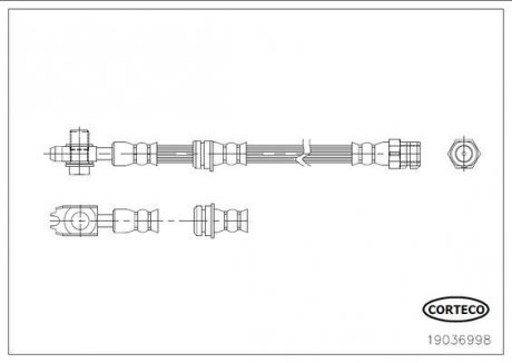 Тормозной шланг передний [605mm] CORTECO 19036998 (фото 1)