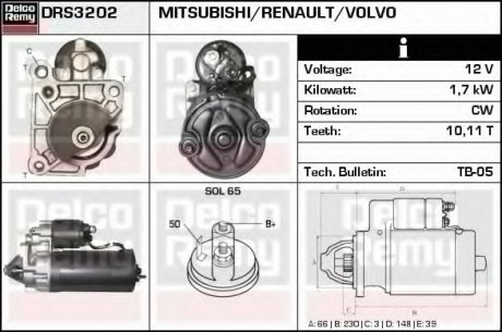 Стартер DELCO REMY DRS3202