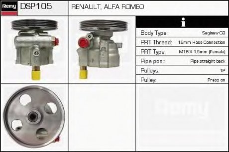 Гидравлический насос, рулевое управление DELCO REMY DSP105