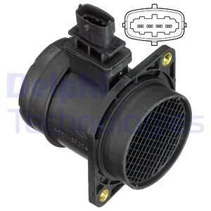 Витратомір повітря (4 pin, модуль) ALFA ROMEO 145, 146, 147, 156, 166, GT, GTV, MITO, SPIDER FIAT 500, 500 C, BRAVA, BRAVO I, BRAVO II, COUPE, DOBLO, DOBLO CARGO, GRANDE PUNTO, IDEA 1.3D-2.4D 08.94- Delphi AF1040312B1