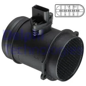 Витратомір повітря (5 pin, модуль) AUDI A6 ALLROAD C6, A6 C5, A6 C6, A8 D2, A8 D3, ALLROAD C5 3.7/4.2 11.98-08.11 Delphi AF1056012B1