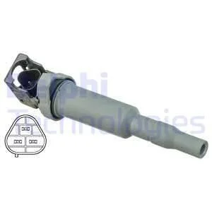 Котушка запалювання BMW 1 (E87), 3 (E90), 3 (E91), 3 (E92), 3 (E93), 5 (E60), 5 (E61), 6 (E63), 6 (E64), 7 (E65, E66, E67), Z4 (E85), Z4 (E86), MINI (R56), PEUGEOT 308 I 1.4-3.0 09.04-10.14 Delphi GN10586-12B1