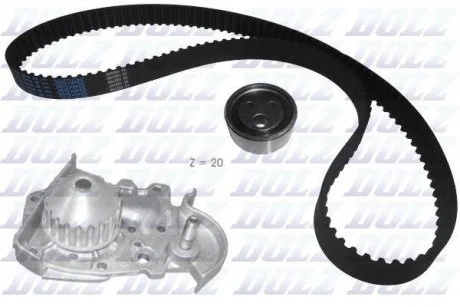 Комплект ГРМ (ремінь + ролик + водяний насос) RENAULT MEGANE I, MEGANE I CLASSIC, MEGANE I COACH, MEGANE SCÉNIC, TWINGO II 1.2/1.6 01.96-09.14 DOLZ KD018