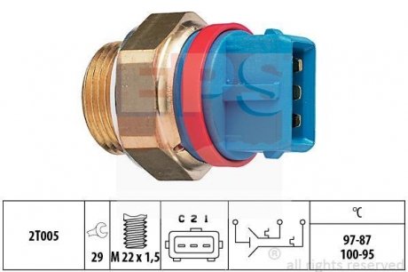 Датчик увімкнення вентилятора Peugeot 92/88-97/92°C EPS 1.850.631 (фото 1)