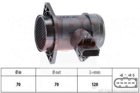 Витратомір повітря Audi A4/A6, VW 1.9 TDI, Seat Cordoba EPS 1.991.192 (фото 1)