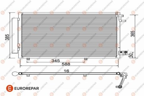 Радіатор кондиціонера (з осушувачем) Fiesta 1.25-1.6i 08-11 EUROREPAR 1610162880 (фото 1)