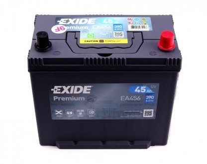 Аккумулятор Premium Carbon Boost 12V/45Ah/390A (R+) (237х136х227) EXIDE EA456 (фото 1)