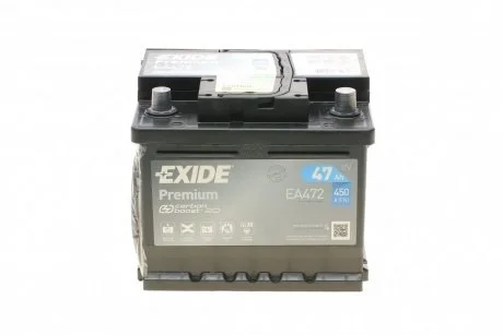 Акумулятор Premium Carbon Boost 12V/47Ah/450A (R+) (207х175х175) EXIDE EA472