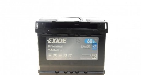 Акумулятор Premium Carbon Boost 12V/60Ah/600A (L+) (242х175х190) EXIDE EA601 (фото 1)