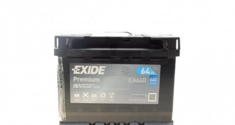 Акумулятор 64Ah-12v PREMIUM(242х175х190),R,EN640 EXIDE EA640 (фото 1)