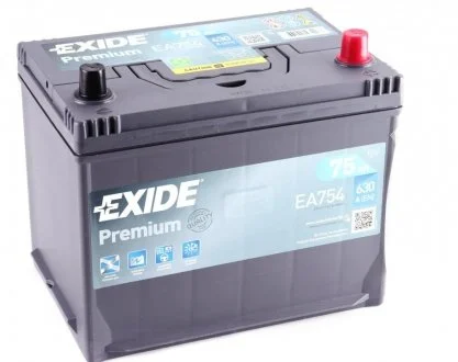 Акумулятор 75Ah-12v PREMIUM (267х172х220), R, EN630 Азія EXIDE EA754