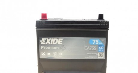 Аккумулятор Premium Carbon Boost 12V/75Ah/630 (L+) (270х173х222) EXIDE EA755 (фото 1)