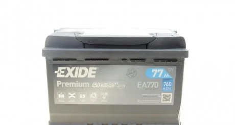 Акумулятор 77Ah-12v PREMIUM(278х175х190),R,EN760 EXIDE EA770