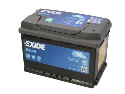 Аккумулятор 74Ah-12v EXCELL (278х175х190),R,EN680 EXIDE EB740 (фото 1)