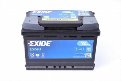 Аккумулятор 74Ah-12v EXCELL (278х175х190),L,EN680 EXIDE EB741 (фото 1)