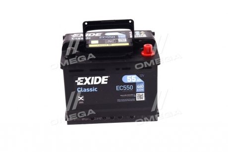 Акумулятор CLASSIC 12V/55Ah/460A (R+) (242х175х190) EXIDE EC550 (фото 1)