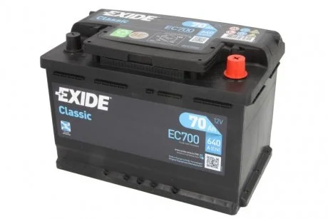 Акумулятор CLASSIC 12V/70Ah/640A (R+) (278х175х190) EXIDE EC700