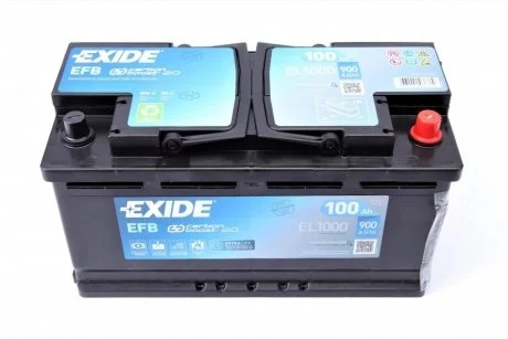 Акумулятор 100Ah-12v EFB (353х175х190),R,EN900 EXIDE EL1000