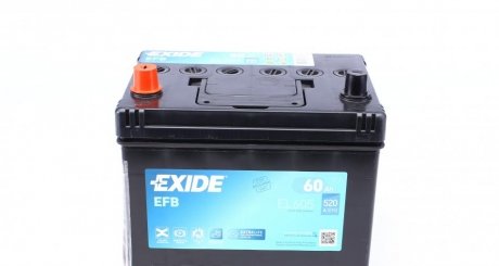 Акумулятор START-STOP EFB 12V/60Ah/520A (L+) (230х173х222) EXIDE EL605 (фото 1)