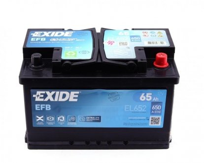 Акумулятор START-STOP EFB 12V/65Ah/650 (R+) (278х175х175) EXIDE EL652