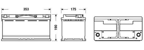 Акумулятор 12В 95Агод./850А AGM, EQUIPMENT, MARINE/RV (R+ стандартні) 353x175x190 B13 (дублювання/глибокий цикл/agm) EXIDE EQ800