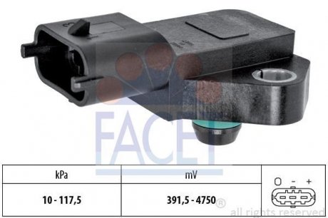 Датчик давления воздуха, высотный корректор, Датчик, давление во впускном газопроводе FACET 10.3135 (фото 1)