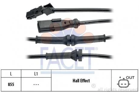 Датчик ABS Renault FLUENCE, GRAND SCENIC III, MEGANE III 08- задний Л/пр FACET 21.0104