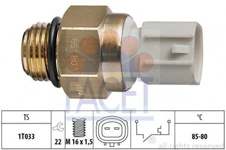 Термовимикач вентилятора радіатора FACET 7.5173