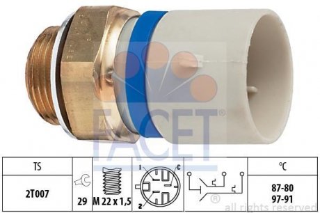 Термовимикач вентилятора радіатора FACET 75701 (фото 1)